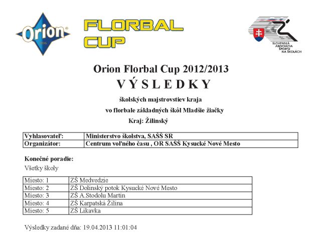 Orion Florbal Cup 2012/2013