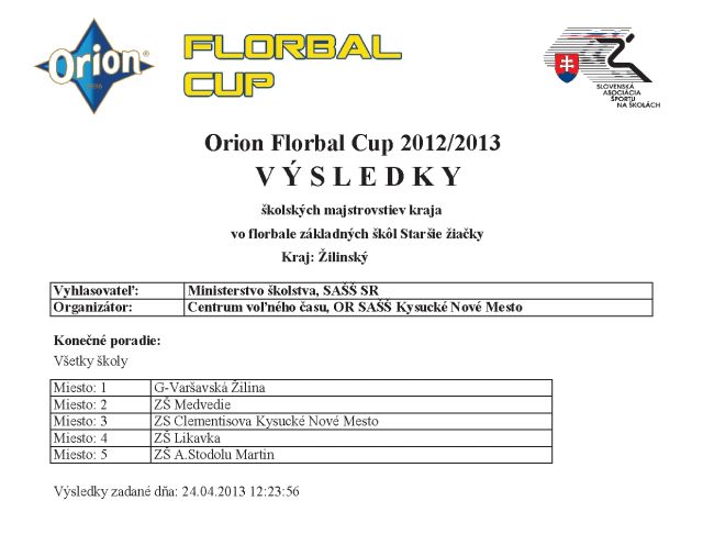 Orion Florbal Cup 2012/2013
